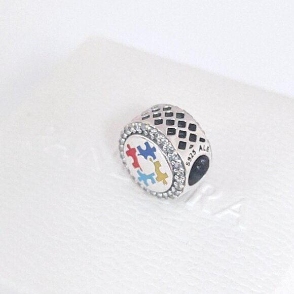 Pandora Autism Awareness Puzzle Charm Bead S925 Silver with box - Picture 6 of 8